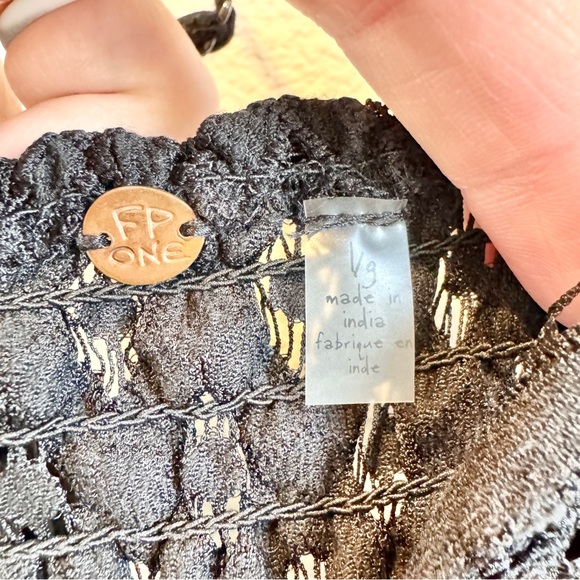 FP One Adella Mini Slip Dress Womens L Black Bohemian Festival Fairy Grunge Boho - Picture 6 of 12